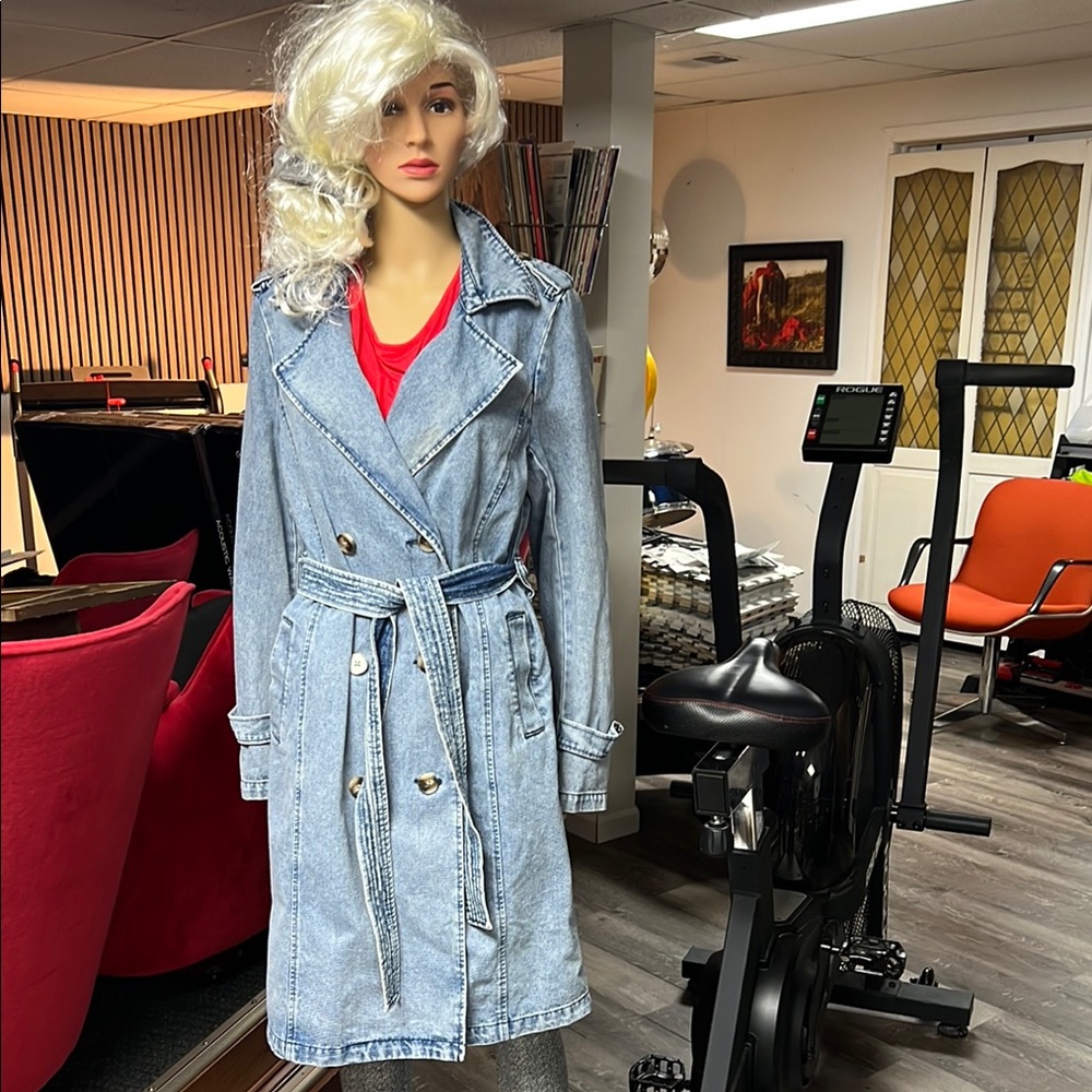 Light Wash Denim Trench Coat - Women's Jacket Size M